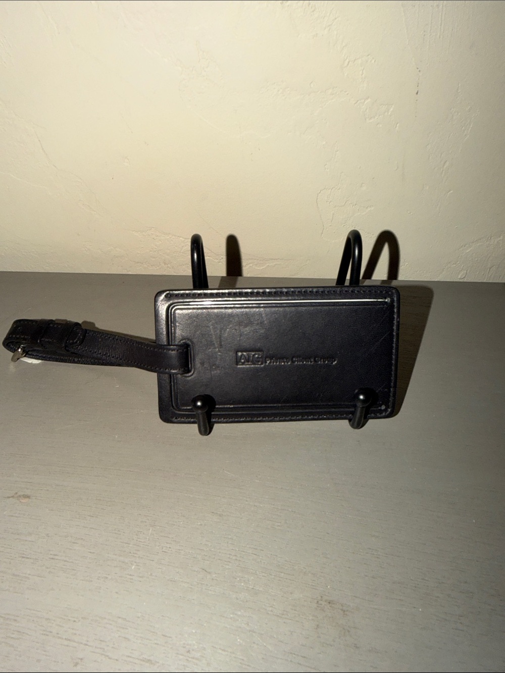 Coach Black Leather Luggage ID Tag with Strap